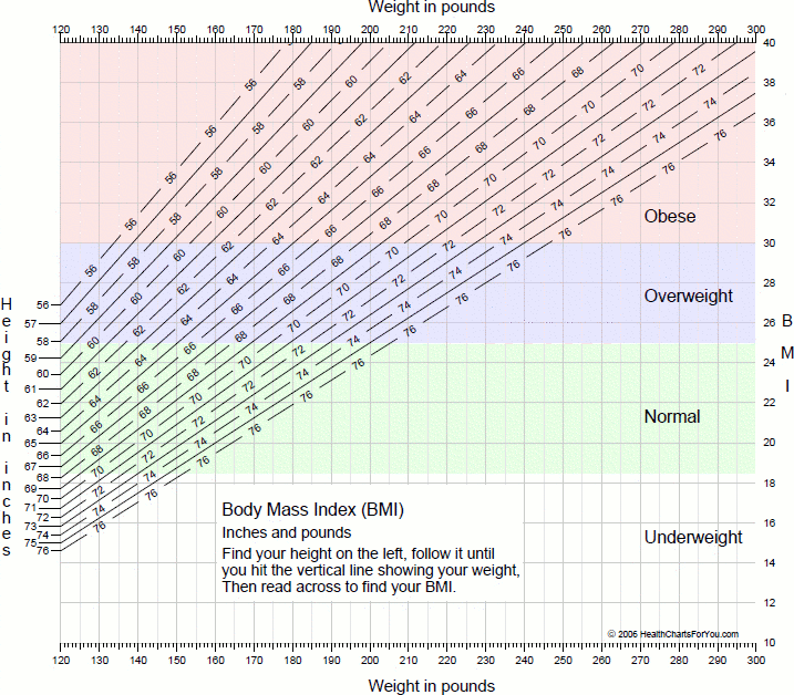 Bmi Printable Chart For Adults 0969